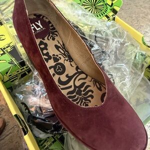 Fly London Women's Deep Red Suede Loafers